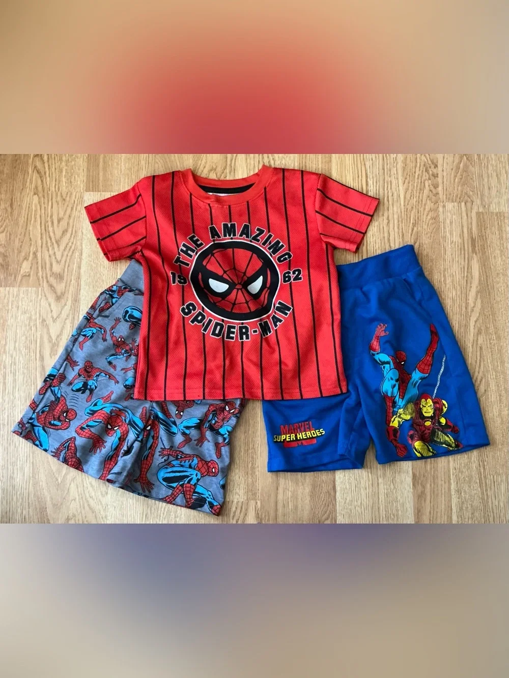 Marvel Spider-Man Red and Blue Kids Superhero Tee & Shorts Set Size 5